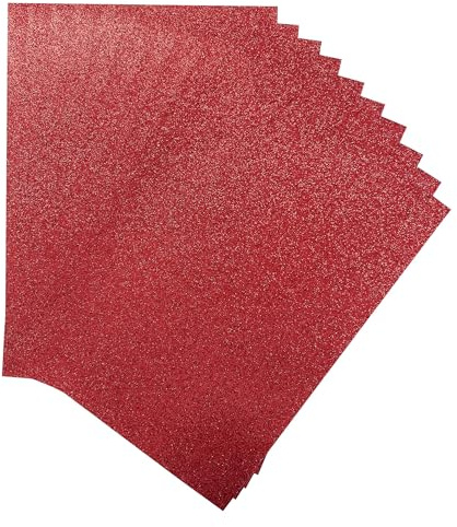 Pack of 10 A4 Red Coloured Glitter Card 230gsm Sheets