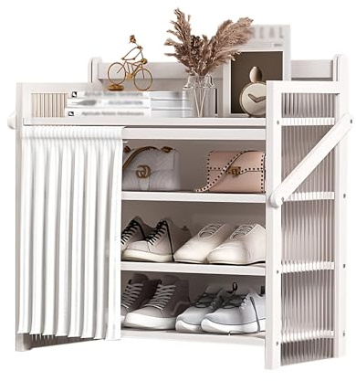 Scarpiera pieghevole in bambù con contenitore portatile, ideale per corridoi, camere da letto e piccoli spazi, perfetta per scarpe basse con tacchi e scarpe da ginnastica