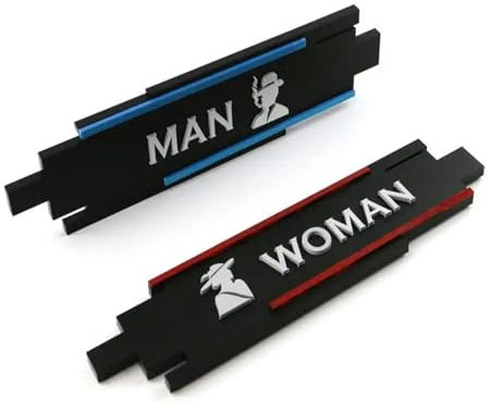 Panneau Wc Panneau de signalisation de porte de toilette for hommes et femmes, en acrylique, étiquette de Tolilets personnalisée, signes de salle de bain, indicateur de plaque de signalisation de Wc