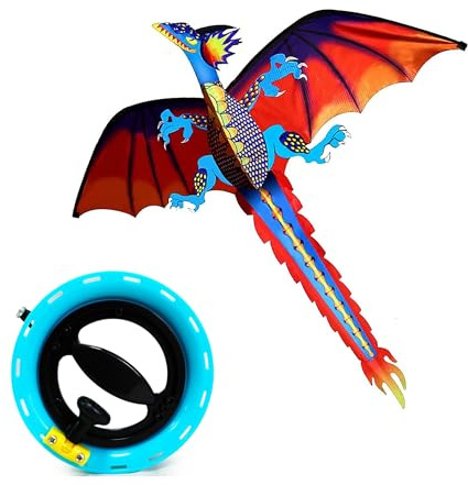 Touch the sky Huge Dragon Kite with 120 Meters Line Wheel for Adults, Easy to Fly, Exquisite Fabrics and Unique Structure Design, Excellent Outdoor Toys, Suitable for Beginners.