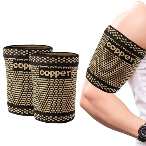 JLFDLLYYZQ 1 Paar Kupfer Oberarm Bandage für Muskelverspannungen (XL) | Oberarm Kompressionsbandage, Oberarmbandage für Fitness, geeignet bei Lipödem und Sehnenentzündungen im Trizeps und Bizeps