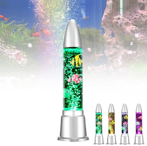 Vdhfgso Torre de luz con Burbujas de Peces: Tubo de Burbujas RGB con 3 Peces flotantes Artificiales, lámpara de pie de Lava for Dormitorio, Oficina, decoración Zen, relajación y Tranquilidad.