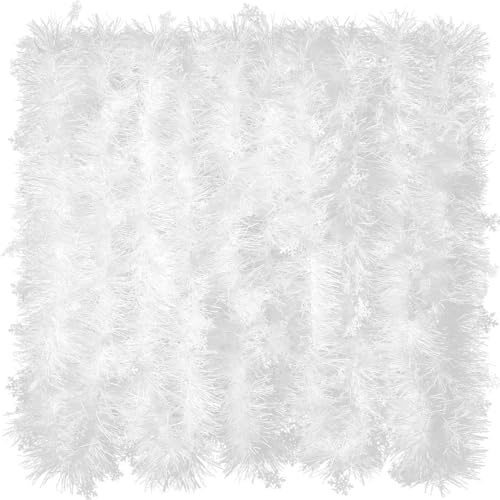 Saserner 39.4 Feet Christmas Tinsel Garland, Shiny Christmas Tree Tinsel Garland, Hanging Decorations for Indoor Outdoor Wedding Xmas Party (Snowflake)