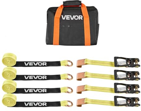VEVOR Wheel Chock Tie-Down Kit, Tire-Style Motorcycle Tie-Down System, Car Kit with Flat Hook, Break Strength 10009 lbs & Working Load 3333 lbs Trailer Strap for ATVs, SUVs, Trailers