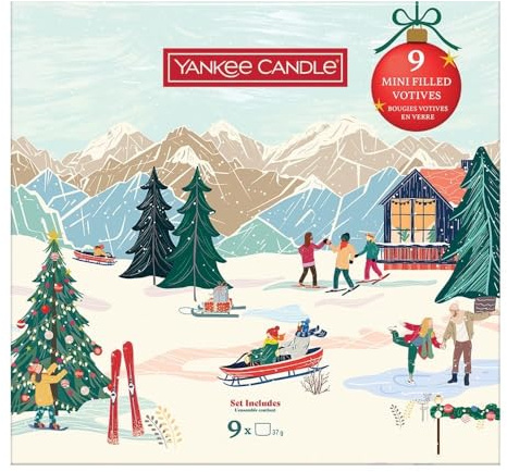 Yankee Candle Geschenkset 9 Votivkerzen | Christmas Classics | Gefüllte Glas-Votives à 37 g | Festliches Geschenkset