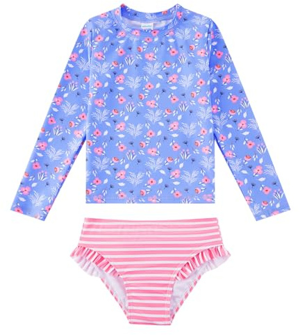 upandfast Mädchen Badeanzug UV-Schutz Langärmlige 2-Teiliges Set Schwimmanzug für Mädchen