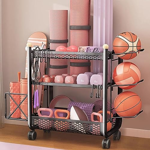 Aufbewahrungsregal für Zuhause – mehrschichtiger Organizer für Yogamatten, Hanteln, Kugelhanteln und Fitnessgeräte