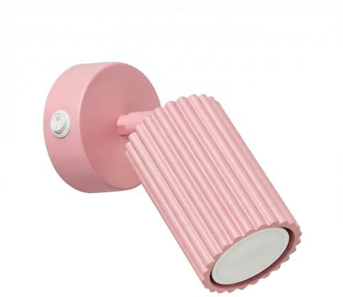 SOLLUX lighting Wandleuchte innen LED mit Schalter rosa, Karbon | Wandlampe für Flur, Schlafzimmer und Wohnbereich, geriffelte Struktur