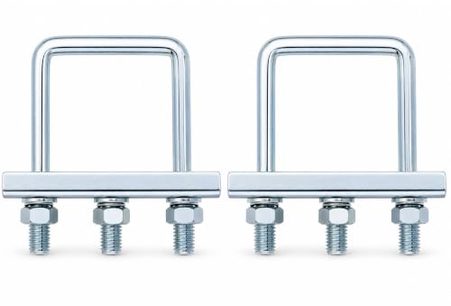 RheinParts 2X Stützradhalterung 60 mm für PKW Anhänger, Stützradschelle für eckige Deichsel, Klemmschelle aus verzinktem Stahl für 48 mm Stützrad, Rohrschelle Anhängerzubehör Nachrüstung | Robuste Stützradhalterung für 60 mm Vierkant-Deichsel