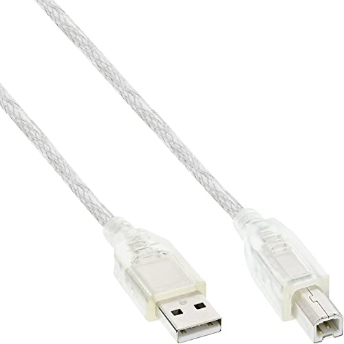InLine 34550T USB 2.0 Kabel, A an B, transparent, 10m