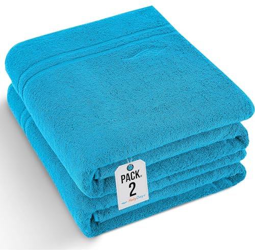 HolyDays® 2er Saunatuch Set 90x200 cm | 100% Baumwolle | XXL-Saunatücher | Saunahandtuch | Badetuch | groß | saugstark | (90 x 200 cm, Petrol)