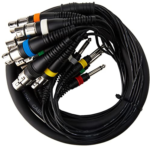 PULSE 8‑Way XLR to 1/4 Mono Jack Loom – 2.5m Multicore Cable with Colour‑Coded Channels, Nickel Connectors & Helical Shielding – PLS00104