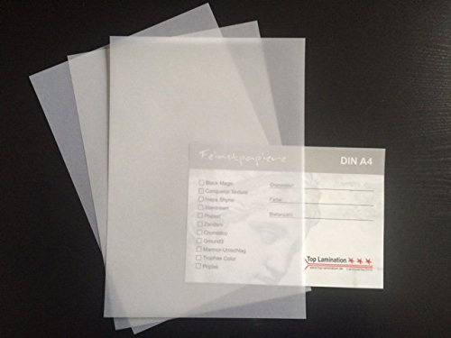 100 Blatt Transparentpapier weiß durchscheinend DIN A4 170 g/qm von Top Lamination Super Qualität - toll für Hochzeitskarten oder Einladungen, Speisekarten, zum Basteln, für Architekten
