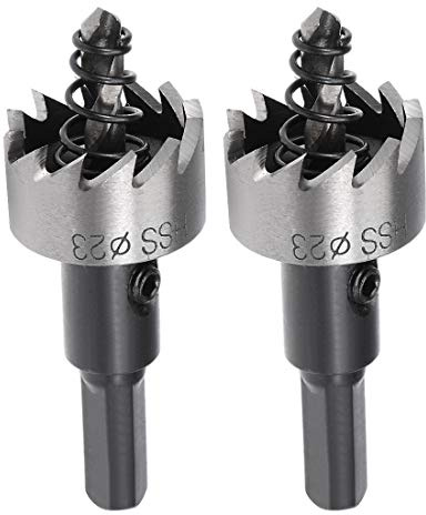 sourcingmap 2 Pcs 23mm High Speed Steel HSS Drill Bit Hole Saw Cutter for Metal Alloy Wood