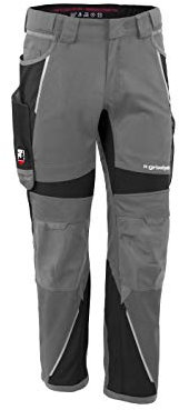 Grizzlyskin Bundhose Grau/Schwarz S50 - Unisex Workwear Arbeitshose für Männer und Damen mit vielen Taschen, Cordura-Schutzhose