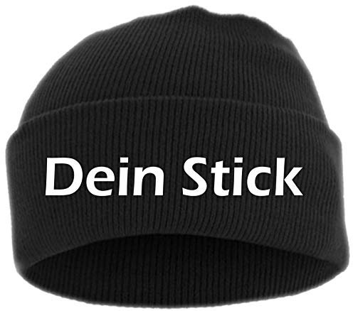 HB_Druck Umschlagmütze mit Wunschtext - Blockschrift - Bestickt - Mütze Strickmütze