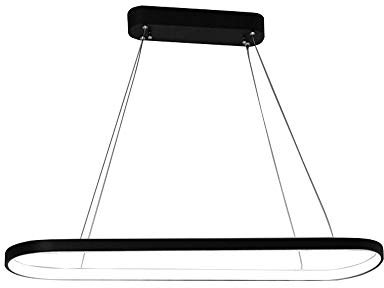 LED Deckenleuchte Pendelleuchte 38W Dimmbar Büroleuchte Höhenverstellbar Pendellampe Schwarz Metall Acryl Decken Pendel Lampe für Esszimmer Büro Esstisch Theke Arbeitszimmer Wohnzimmer,L90CM
