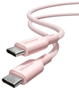Innostyle Cable USB C a USB C, 2 m, 240 W, cable de carga rápida USB-C, cable para Android, rosa, compatible con 15/16, S24, MacBook Air/Pro