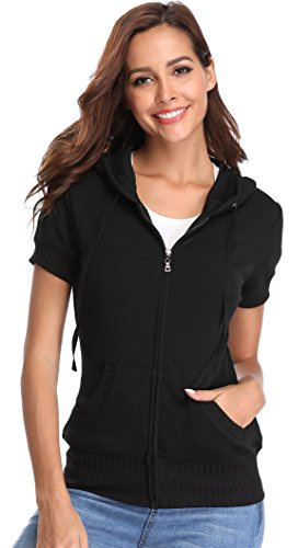 MISS MOLY Damen short sleeve zip hoodie zip hoodie jacke beiläufige sweats hemd