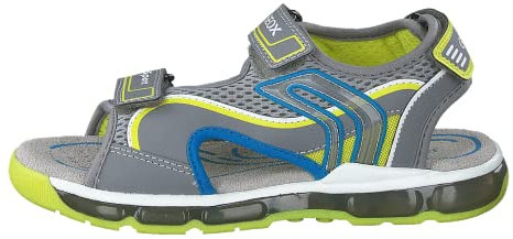 Geox J Sandal Android Boy, Grigio Verde Grey Lime, 34 EU