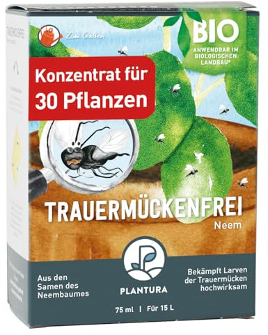 Plantura Bio-Trauermückenfrei Neem, hochwirksames Gießmittel gegen Trauermücken aus Neem, 75 ml für ca. 30 Pflanzen