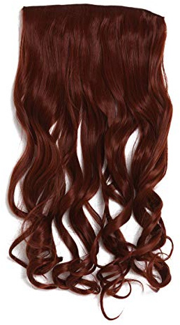 WIG ME UP - YZF-3180-35 Haarteil Extension breite Haarverlängerung 5 Clips wellig gewellt Rotbraun 25 x 50 cm