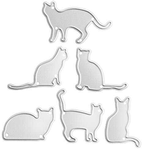OOTSR 6PCS Katze Stanzschablonen, Embossing Machine Prägeschablonen, Metall Prägeschablonen Stanzformen Schneiden für DIY Karte Sammelalbum Scrapbooking Fotoalbum Deko Cutting Dies