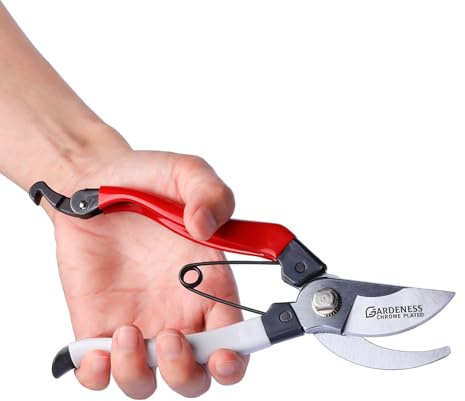 Gardeness Pruning Shears, Professional Bypass Heavy Duty Garden Pruner Secateurs – Lightweight Easy Grip Hand Pruners Branch Clippers for Gardening, Trimming, Harvesting. Made in Taiwan