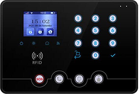 Wolf-Guard drahtlose 4G + WiFi Duell-Netzwerk Hausalarmanlage APP-Steuerung, Haussicherheitssystem, Steuergerät in schwarz (W4Q-Host)