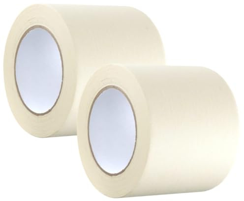 GTSE Masking Tape, 100mm (4”) x 50m, Twin Pack Wide Cream Painters Tape for Painting, Decorating and DIY, 2 Rolls