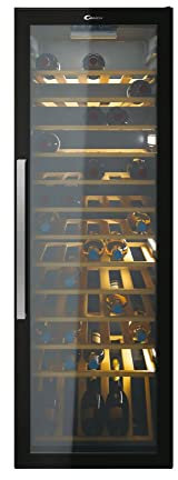 Candy DiVino CWC 200 EELW/N Cantinetta Vino, 81 Bottiglie, Wi-Fi, Connesso, Display Digital, Vetro Anti-UV, Luci LED, Classe G, 49x55x146 cm, Nero