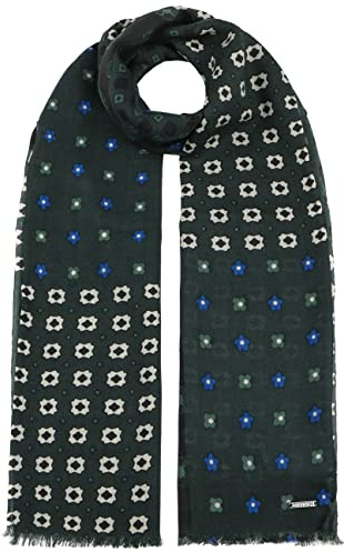 Stetson Ronavilla Wollschal - Schal mit Fransen - Geblümt mehrfarbig - Hochwertiger Halsschal - Herbst & Winter dunkelgrün One Size