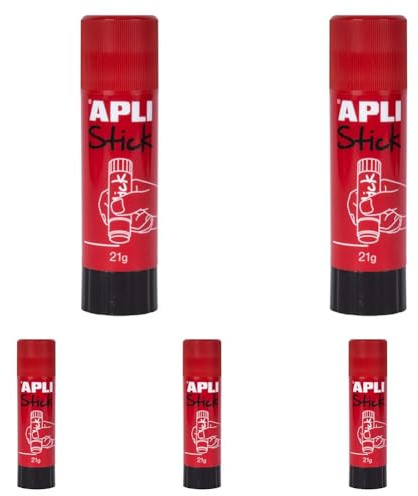 Apli Kids 12146 Pegamento de barra, Rojo, 21 g, Paquete de 5