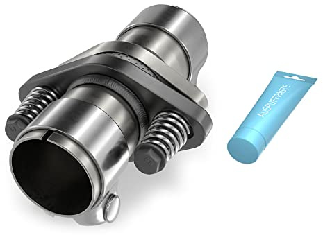 Set di flangia di riparazione universale, Ø 45, 50, 55, 60, 65 mm, flangia di scarico a 2 fori (diametro 45 mm), con materiale di fissaggio con viti e molla