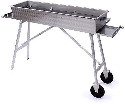 Edelstahl Schaschlikgrill 100x30cm V2A Mangal Klappbar Handarbeit Adana Grill Holzkohlegrill Schaschlik шашлычница мангал (Mit Ascheschubladen, mit 2 Rollen)