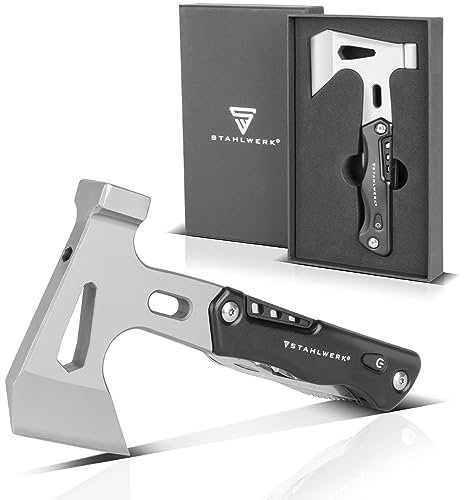 STAHLWERK multitool/utensile multifunzionale/ascia a martello/set di sopravvivenza con coltello tascabile/torcia a LED/set di cacciaviti