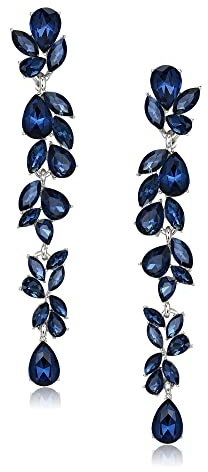 EVER FAITH Strass Kristall Kronleuchter baumeln Ohrringe Art Deco Marquise Teardrop lange baumeln Tropfen Ohrringe für Damen Braut Hochzeit Prom Klar Silber-Ton