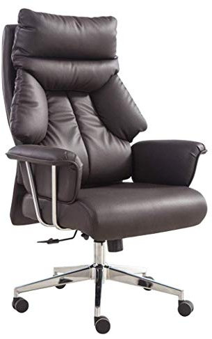FanXus Chaiselongue-Bürostuhl, extra gepolsterter Executive-Schreibtischstuhl mit hochklappbaren Armlehnen, hohe Rückenlehne, Leder-Computerstuhl, höhenverstellbarer Drehstuhl (braun) Made in China