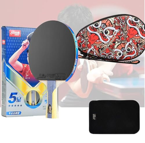 Raquetas Ping Pong Palas de Ping pongRaqueta de Tenis de Mesa de Cinco Estrellas con diseño ergonómico, Mango Largo y Base de 5 Capas.(Color:2)