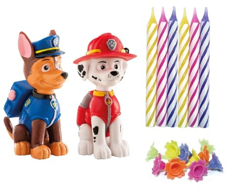 dekora - Oparfymerat ljus för tårtdekoration | PVC Kit Paw Patrol Canine med 10 ljus för tårtdekoration