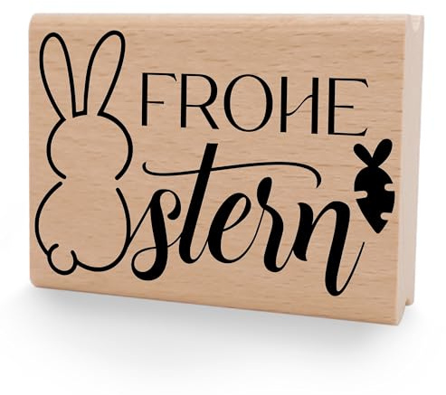 NEWSTAMPS Stempel Frohe Ostern 05 Motivstempel groß aus Holz & Gummi zum Karten und Geschenke basteln, Holzstempel für Osterkarte, Grußkarte, Scrapbook, Textilstempel, Deko, Kinder