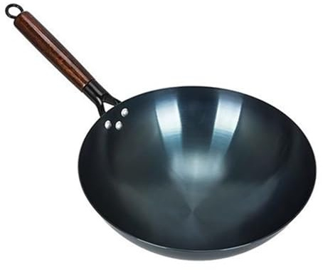 Haofy Padella Wok Antiaderente con Fondo Rotondo in Ferro Tradizionale Cinese per la Domestica e del Ristorante (36 cm)