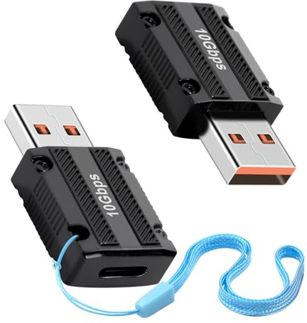 Duttek Adattatore da USB A a USB C 10 Gbps, convertitore OTG USB 3.1 da 120 W, adattatore da USB C a A in lega di zinco, adattatore da USB C femmina a USB 3.1 maschio per PC, laptop, telefono,