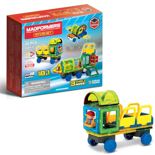 Magformers City Go Magnetbauset - Machen Sie Autos, Lastwagen, Züge und Straßenbahnen