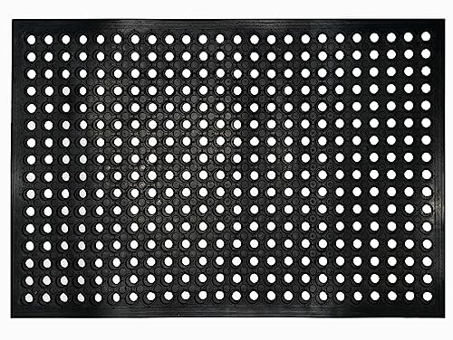 Nexboraque Anti Fatigue Rubber Floor Mats, 60 x 90 cm Non-Slip Restaurant Mat Door Mat Drainage Mat for Indoor Outdoor Wet Area, Pool Entry, Garden - Black