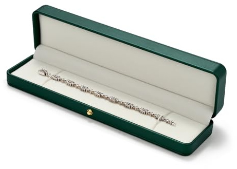 Papten Bracelet Gift Box Green Long Chain Box Jewellery Gift Case | PU Leather Jewellery Bracelet Gift Box for Engagement Mother's Day Thanksgiving Birthday Gifts