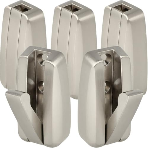 SOTECH 5 Stück Aufbau-Klapphaken HIPPO Edelstahloptik mit Feder | Garderobenhaken aus Metall platzsparendes Design ideal für enge Räume wie im Caravan