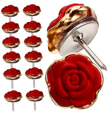 NAMOARLY Rosenförmige Reißzwecken 30 Stück Metall Kunstharz Florale Stecknadeln Kompaktes Kartenzubehör Büroaccessoires