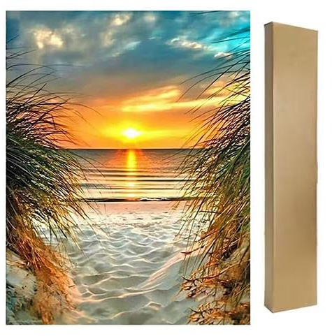 DCIDBEI Diamantmålning hav och strand 40 x 50 cm diamantmålning bilder strand och hav pyssel vuxna diamantmålning solnedgång vid havet diamantmålning landskap och natur