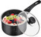 MeYuxg Olla para Leche Con Tapa, Cacerola de 18 Cm, Cacerola de Inducción de 2 L Antiadherente, con Mango Extraíble para todo Tipo de Cocinas, Universal para Cocinas de Inducción y de Gas(Negro)